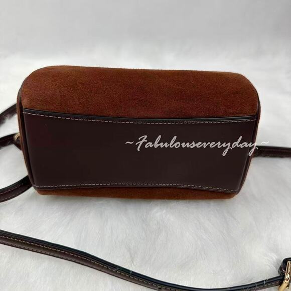 Coach Mini Rowan Crossbody Bag In Suede/Vintage Brown CCF29 NWT - Picture 8 of 9